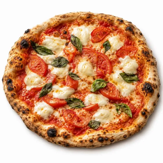 Pizza Die Frische von Ruben Pizza mit Tomaten, Mozzarella und Basilikum